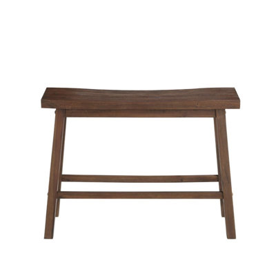 Pemberly Row Wood Backless Bench in Chestnut Wire-Brush Finish