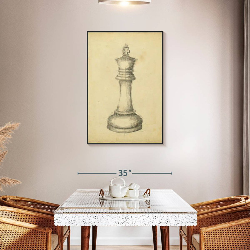 Échecs antiques I, Cadre flottant noir, 29 po x 43 po