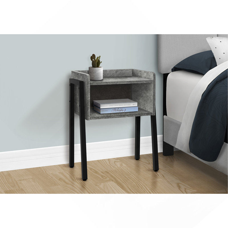Table d'appoint, table d'appoint, table de bout, table de chevet, lampe, salon et chambre à coucher, stratifié gris, métal noir