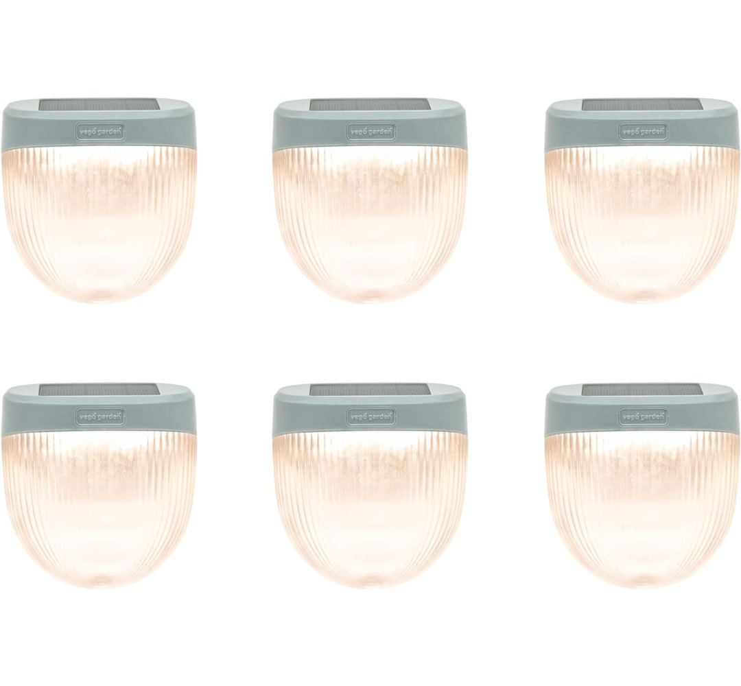 Add ons Rippled Outdoor Waterproof Solar Powered Integrated LED Deck Light Pack (Set of 6) Vego Garden Fixture 