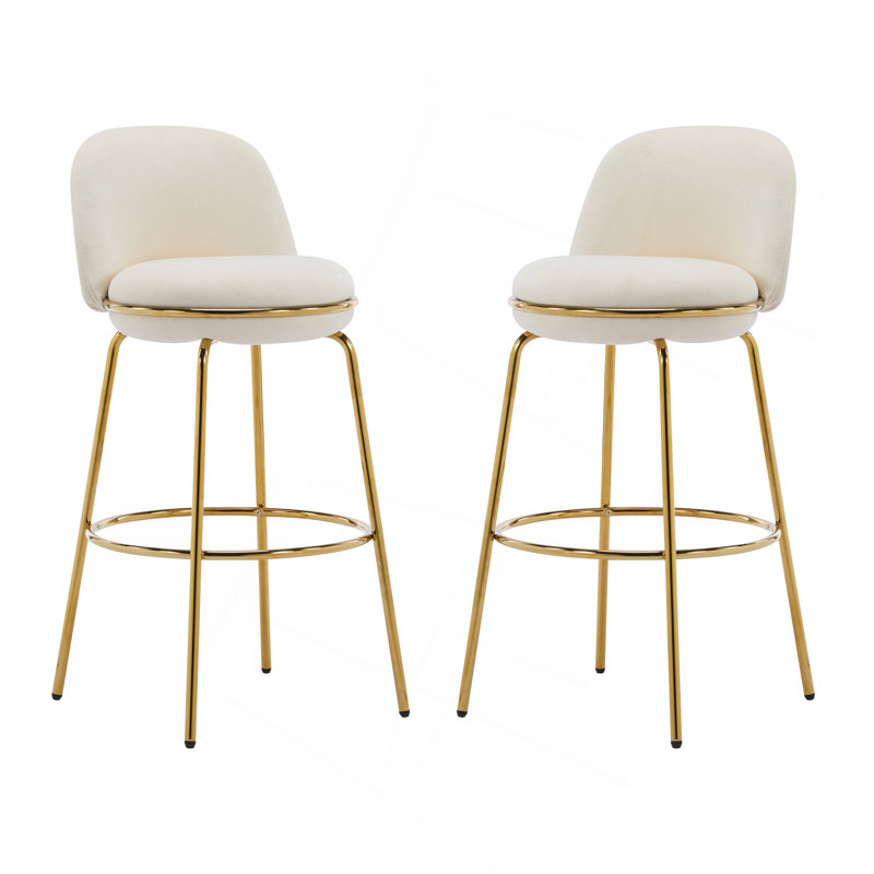 Ensemble de 2 tabourets de bar Rio Claro, Beige/or
