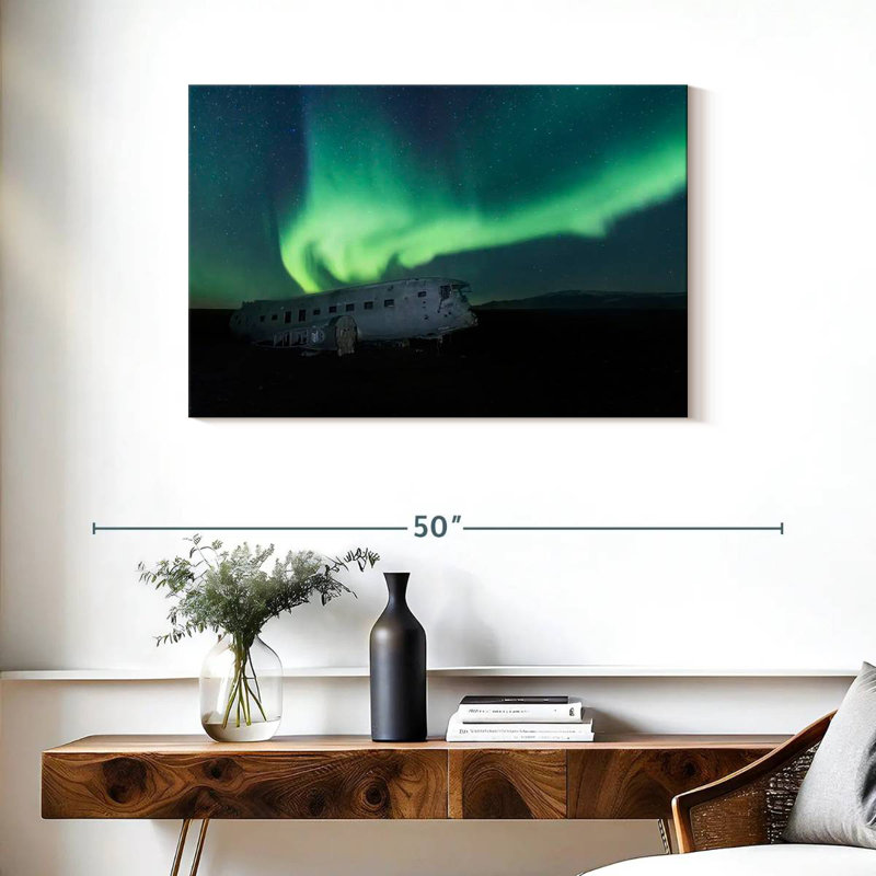 Alvord Aurora au-dessus d'un avion, H 24 po x l 36 po