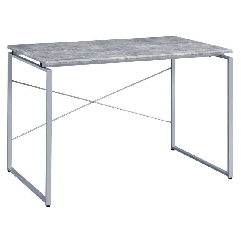 Bureau d'écriture avec base en métal, Gris/argent