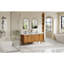 Meuble-lavabo double 72 po Orasia en brun manguier avec comptoir en quartz blanc brume Calacatta sans miroir-628059949