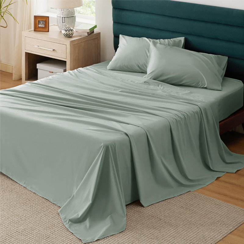 Bedsure 100% Cotton Bed Sheets with Deep Pocket Up to 16", Full Sheet Set with 2 Pillowcases, Sage Green