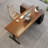 Brown + Black Rectangular Solid Wood desks-738176594-738176592