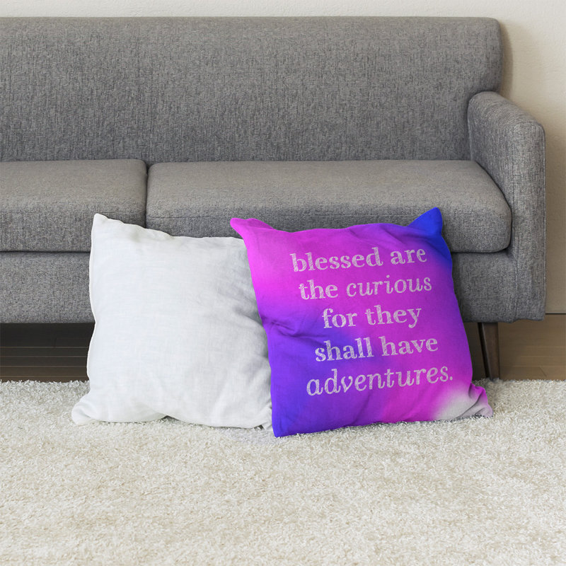 Coussin de sol curiosité inspirant, H 36 po x l 36 po, Bleu / fuchsia