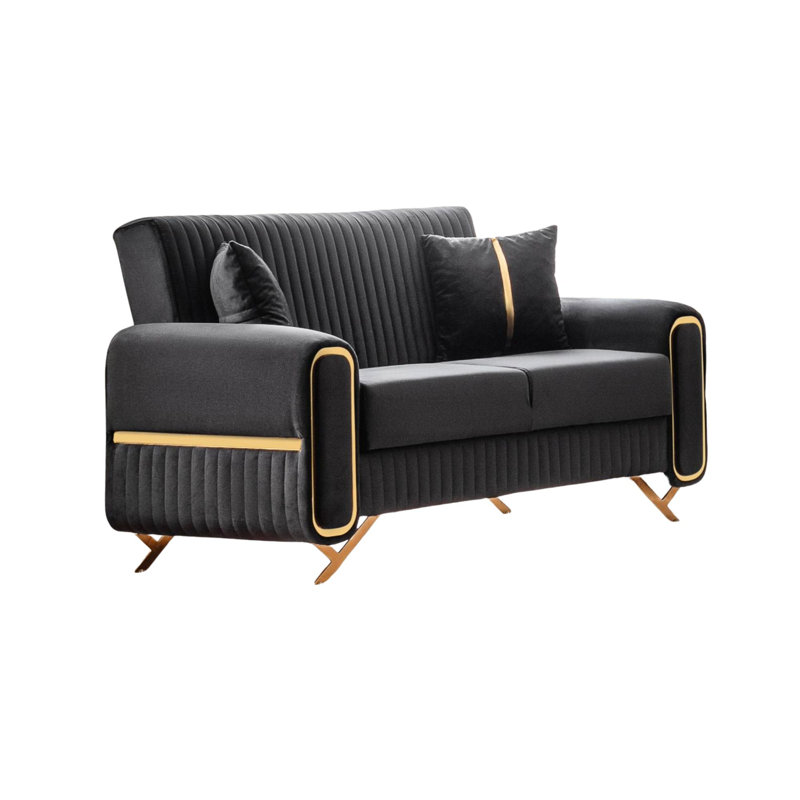 Causeuse convertible Robison de 67 po avec rangement, petit canapé pour petits espaces, salon, appartement, bureau, coussin de siège ferme