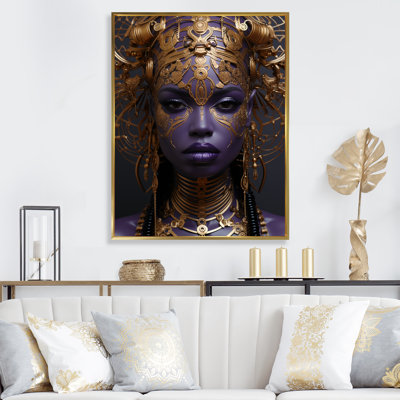 Mauve et or femme africaine élégance II - art mural femme afro-américaine
