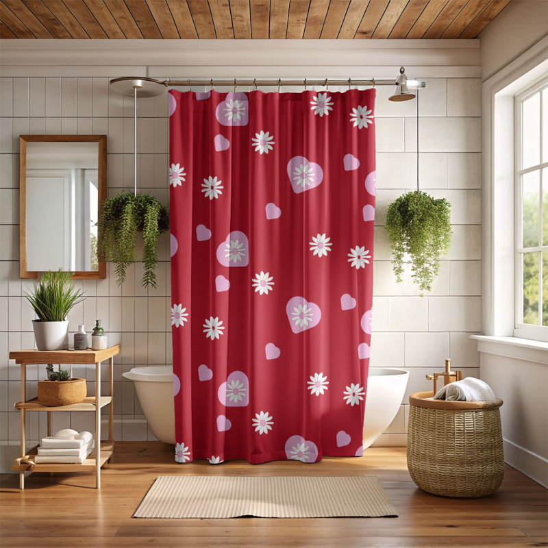 Rideau de douche Vintage Valentine - Premium 179, H 74 po x l 71 po