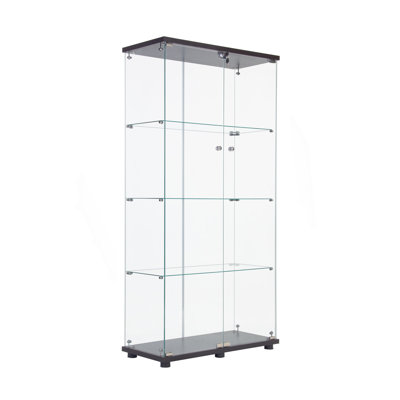 Two Door Glass Cabinet, Glass Display Cabinet With 4 Shelves