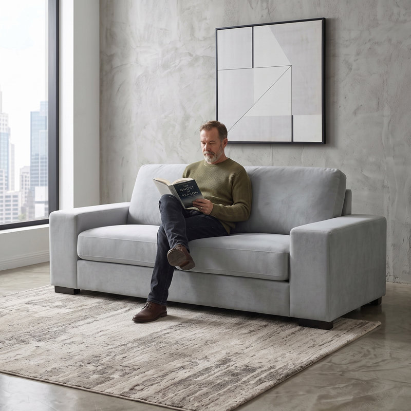 Bosco Fabric 3 Seater Sofa, Grey Polyester