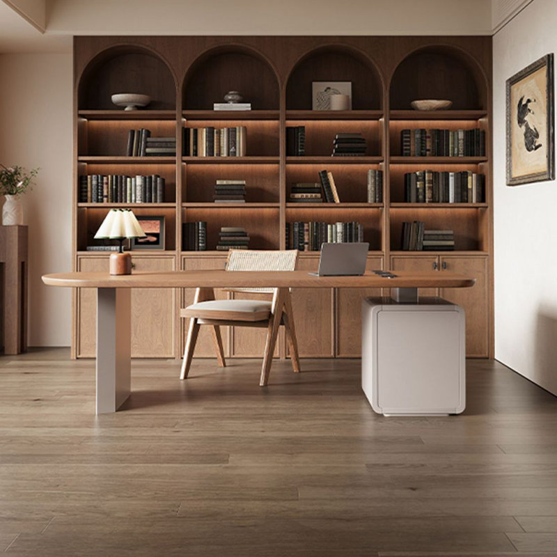 Bureau double caisson en bois massif avec tiroirs Nut-brown, Gauche, H 29,53 po x l 70,87 po x P 31,5 po