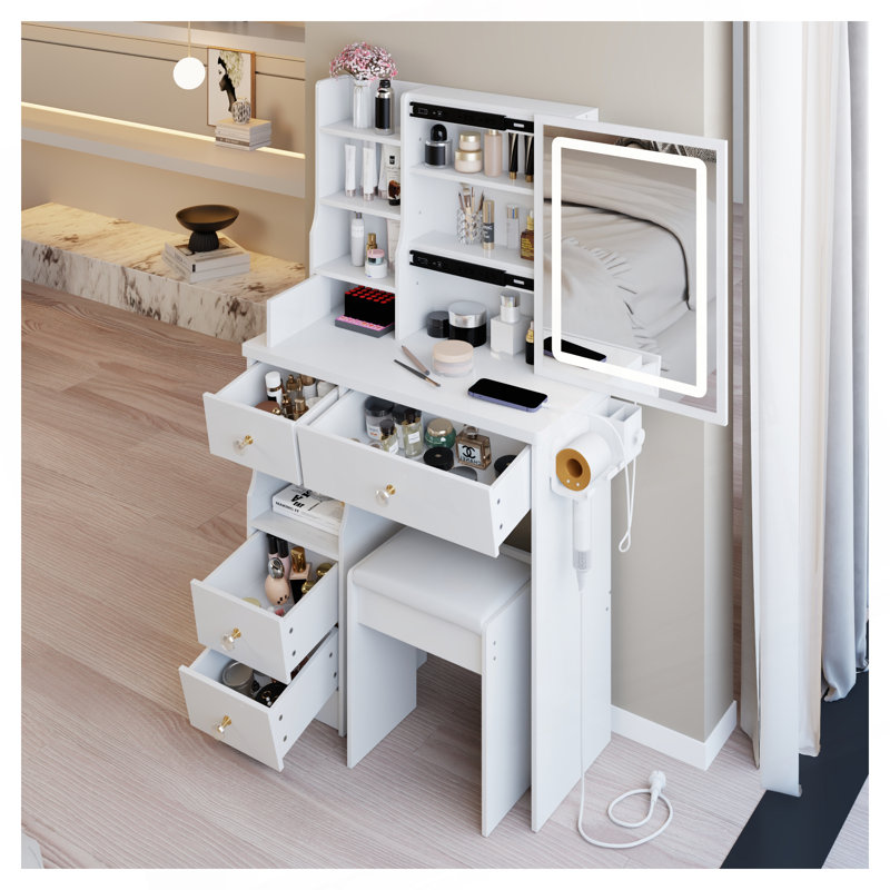 Length 11.8" X Width 15.7" X Height 63" Simple Stylish Dressing Mirror Cabinet, Full Body Mirror Cabinet, Extra Large Mirror, Multi Layer High Capacity Storage, Use Alone Or In Conjunction With Vanity