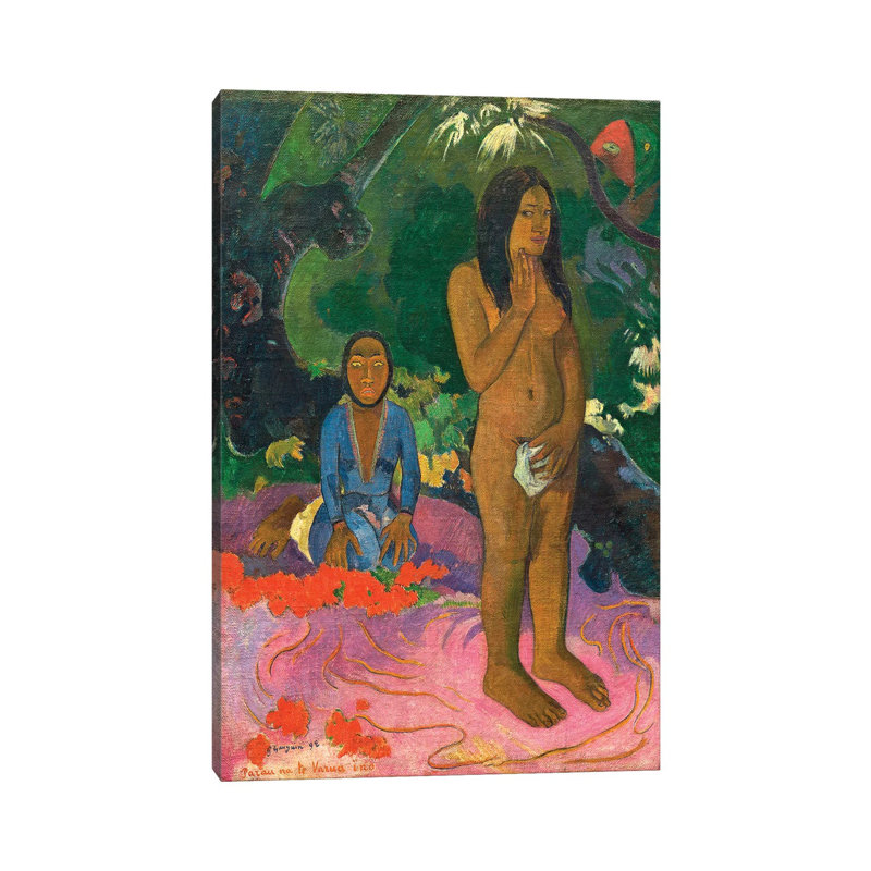 Parau Na Te Varua Ino (Words Of The Devil) by Paul Gauguin - Wrapped Canvas Painting