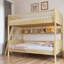 Lit superposé en bois avec 3 tablettes de rangement et échelle interchangeable-1646269453