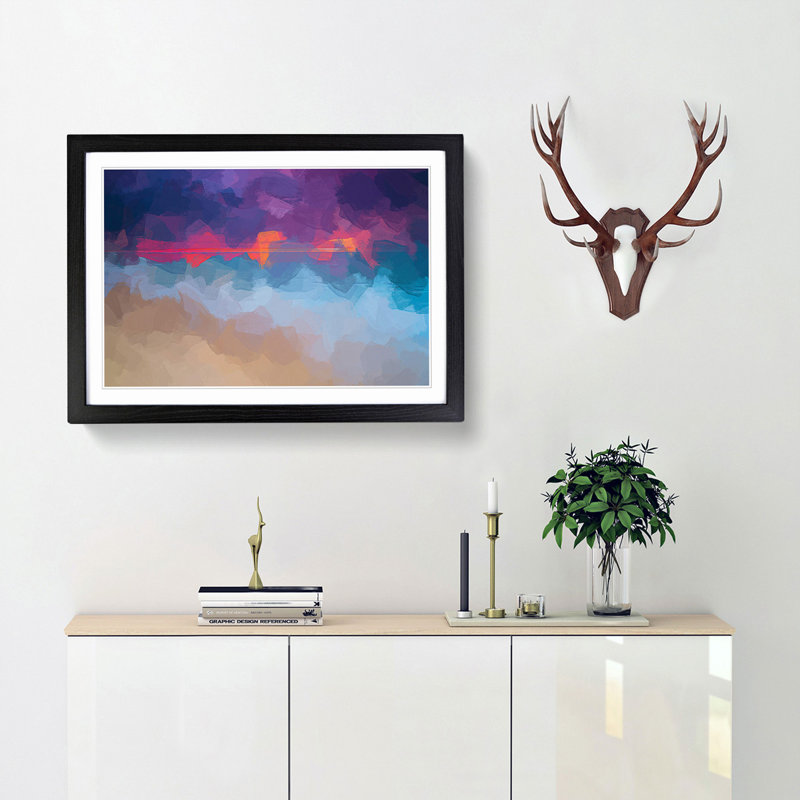 Pink Sunset - Framed Print, 40cm H x 60cm W x 2cm D, Black