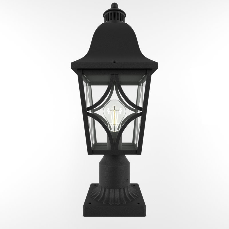Mohamed Outdoor Post Lantern with Glass Shade & Aluminum Frame