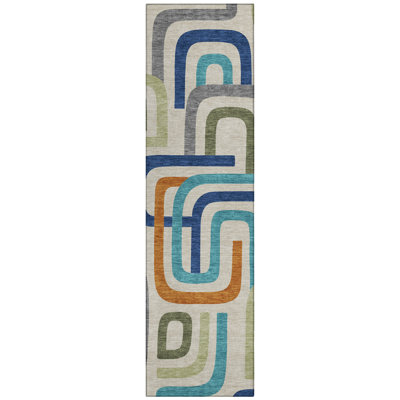 Machine Washable Indoor/Outdoor Chantille ACN2551 Mid-Century Modern Rug