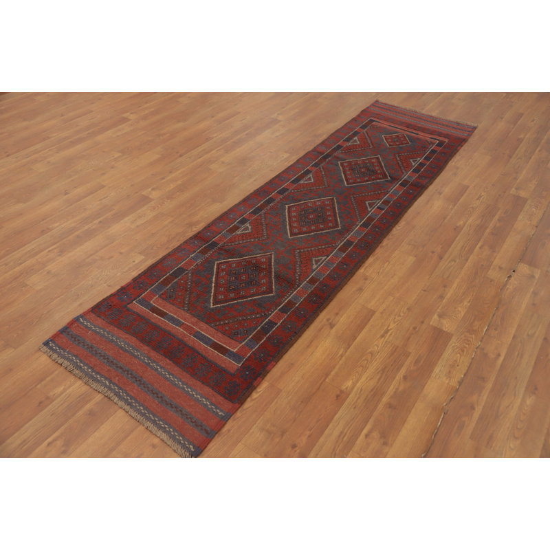 Tapis de couloir afghan à motif géométrique 2 x 8