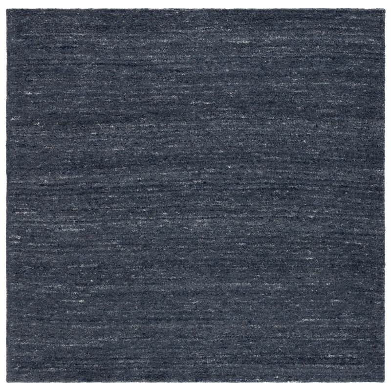 Himalaya Hand Tufted Wool/Cotton & Other Fiber Solid Color Rug in Gray/Black, Square 7'
