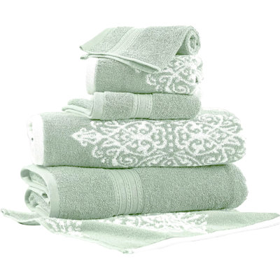 Modern Threads Artesia Damask 6-Piece Reversible Yarn Dyed Jacquard Towel Set - Bath Towels, Hand Towels, & Washcloths - Super Absorbent & Quick Dry