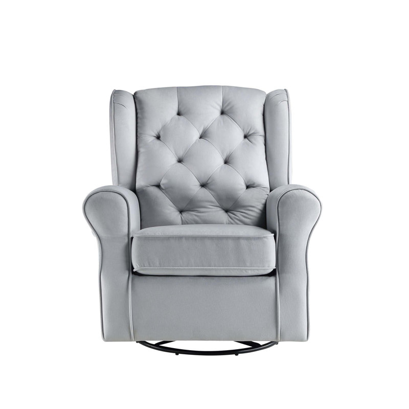 Zeger Gray Fabric Glider Chair with Swivel