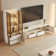 102'' White Modern 2 Pieces Living Room Set Entertainment Center Includes TV Stands, Glass Display China Cabinet With Wireless LED Light Storage Cabinets and Drawers For TVs up to 75''