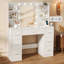 110cm Dressing Table With Power Outlet And Dryer Hook Modern Bulb Light Makeup Vanity-86395148