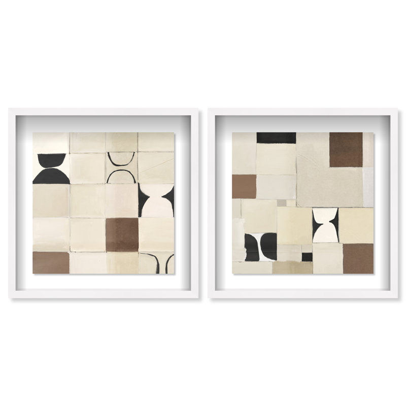 Boho Tiles Set by Oliver Gal, White Shadowbox, 31.5"H x 31.5"W