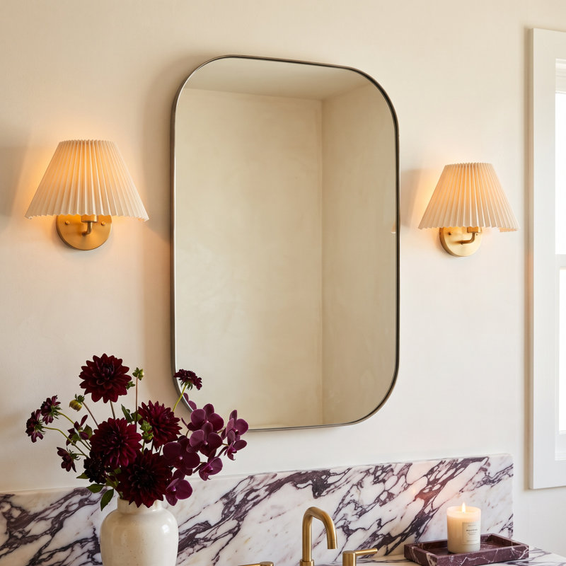 Slade Metal Flat Mirror, 30" x 20", Silver