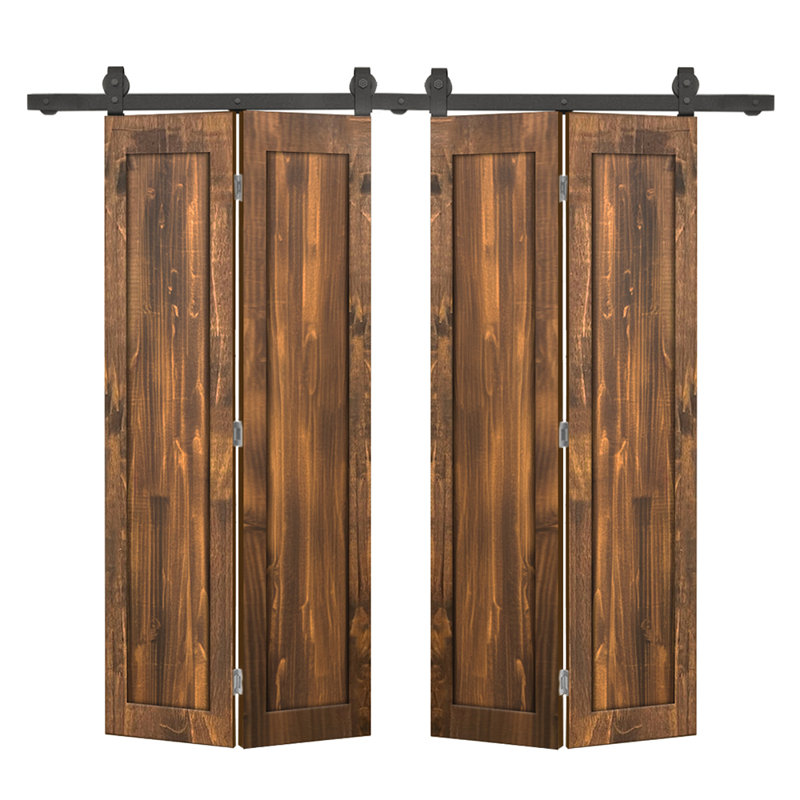 Ensemble de quincaillerie pour porte de grange coulissante double 1 panneau, Noyer, 44 po x 84 po