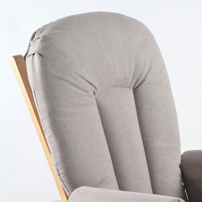 Fauteuil oscillant et repose-pieds Joy, Gris, Bois naturel