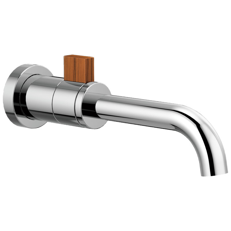 Litze® Wall Mount Bathroom Faucet, 1.2, Polished Chrome/Teak Wood
