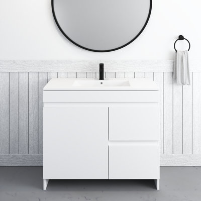 Shalem 36'' Free Standing Single Bathroom Vanity with Porcelain Top -  Ebern Designs, 577FF322C1B64D5FA21E7261B9CBF73E