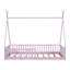 Lit simple avec clôture rose - Bois de pin massif pour une élégance stable-1499615666