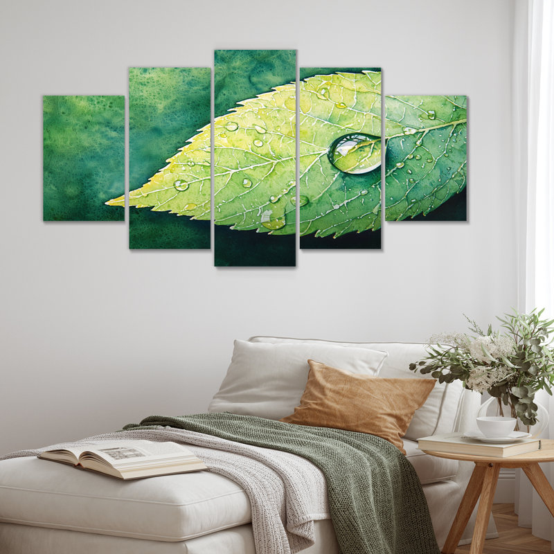 Goutte d'eau verte sur Lea I - décoration murale eau - art mural traditionnel diamant