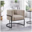 Charmant fauteuil d'appoint Mid-Century en lin avec support en métal robuste