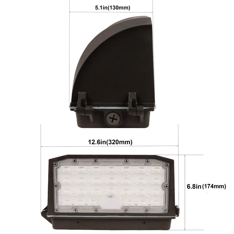 Ensemble de luminaires muraux à DEL à découpage complet avec photocellule 45W / 60W / 75W et ampoules à lumière du jour réglable CCT 3000K / 4000K / 5000K 120-277V