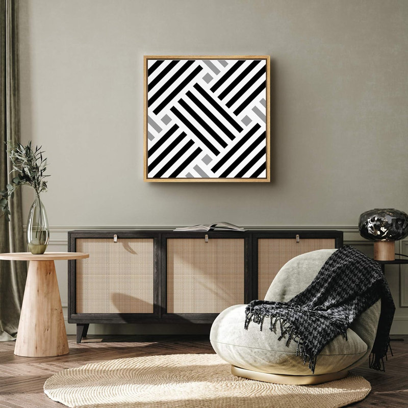Illusion optique 3D, dessin au trait, formes abstraites, minimalisme alternatif dramatique foncé, impression sur toile