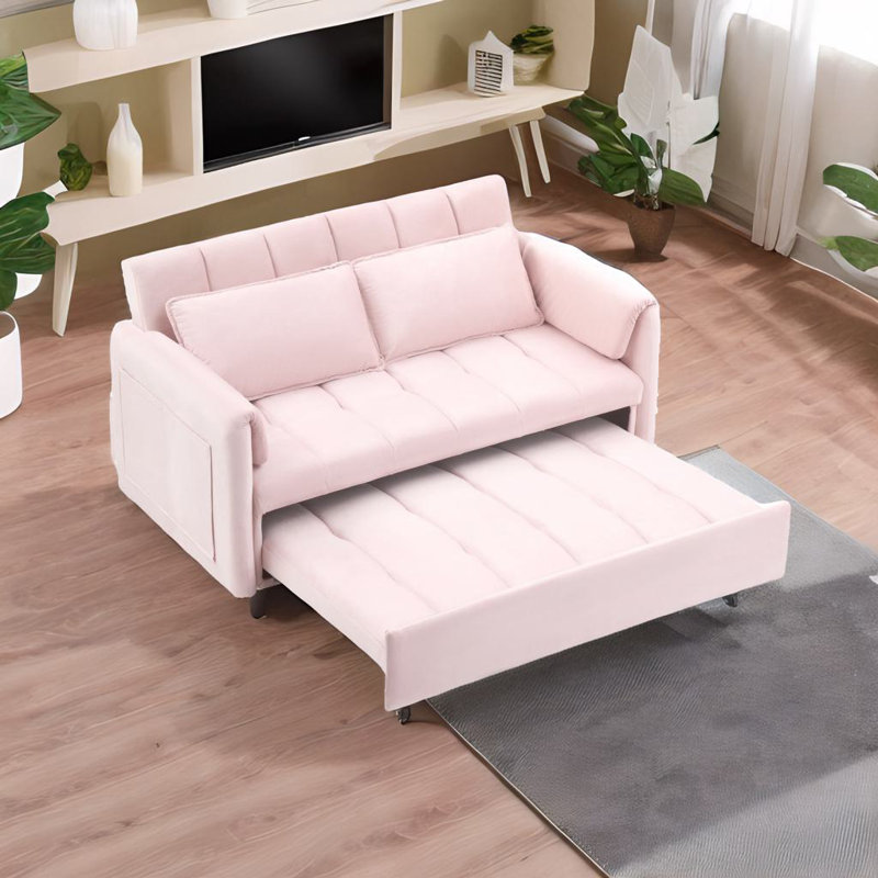 Causeuse moderne en velours, Rose