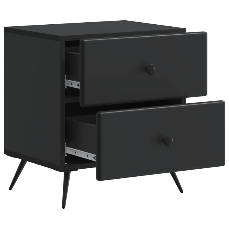 43cm W Manufactured Wood Bedside Table, Black