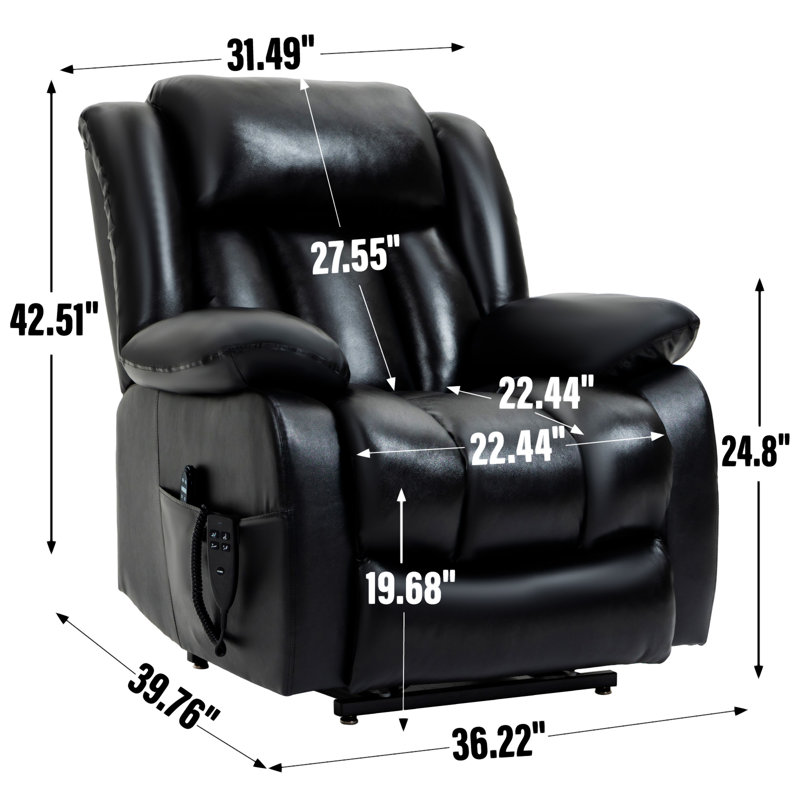 Jaylene Faux Leather Heated Massage Chair, Black