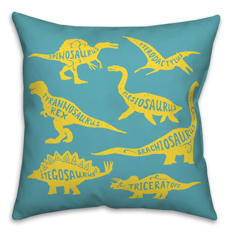  Coussin Dino, 16 po x 1 po, Jaune