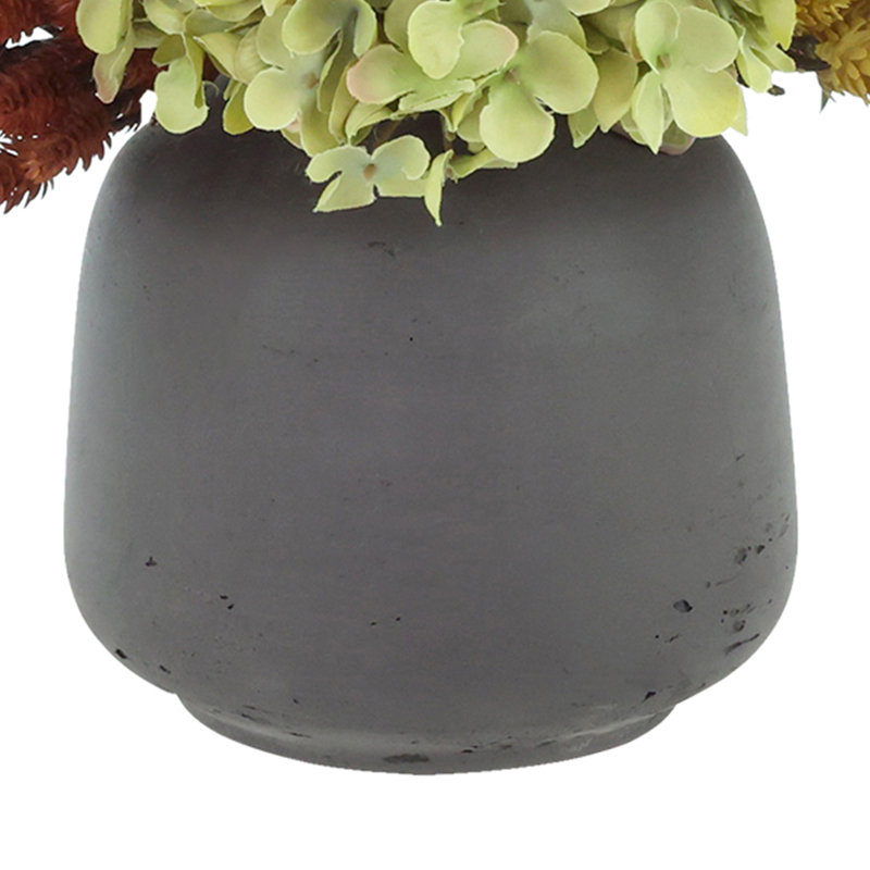 Fall Arrangement in Fiberstone Pot, Green;Orange;Yellow;Cream, 16" H x 22" W, Black