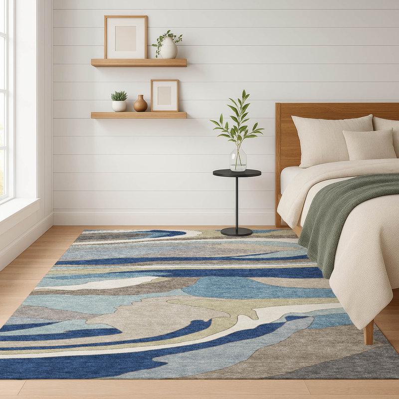 Machine Washable Indoor/Outdoor Chantille ACN2777 Abstract Rug, 8' x 10', Baltic