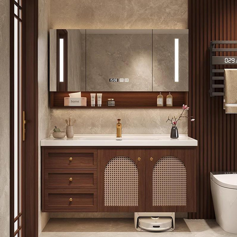 Meuble-lavabo simple de style américain, H 21,7 po x l 47,2 po x P 19,7 po, Brun