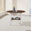 Table de salle à manger ronde 45,7 po avec tablette de rangement, style campagne moderne, hauteur 30 po, plateau en bois foncé rustique