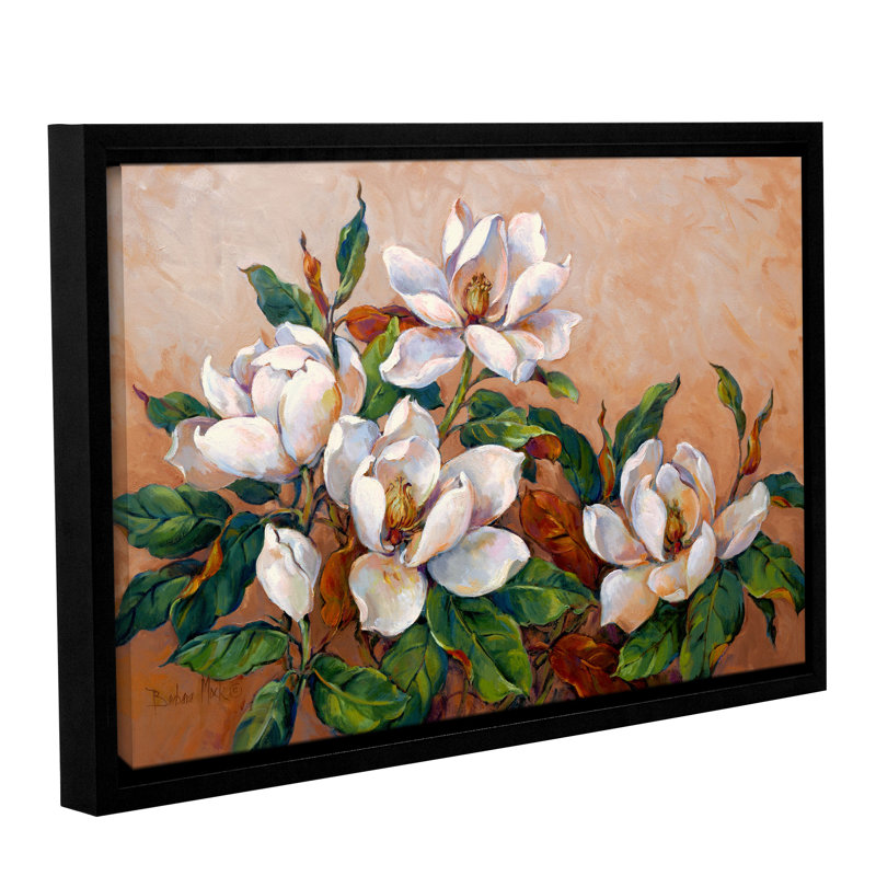 Magnolia Inspiration - peinture sur toile, Toile à cadre flottant noir, H 8 po x l 12 po