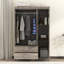 Garde-robe 3 portes à 2 tiroirs gris grain de bois gris-688135960
